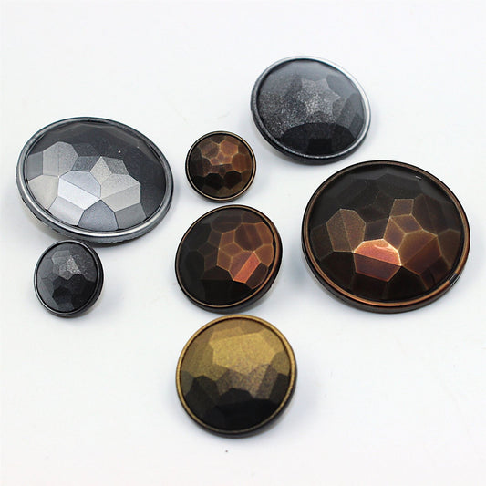 Metallic Coloured Faceted Plastic Button 4403