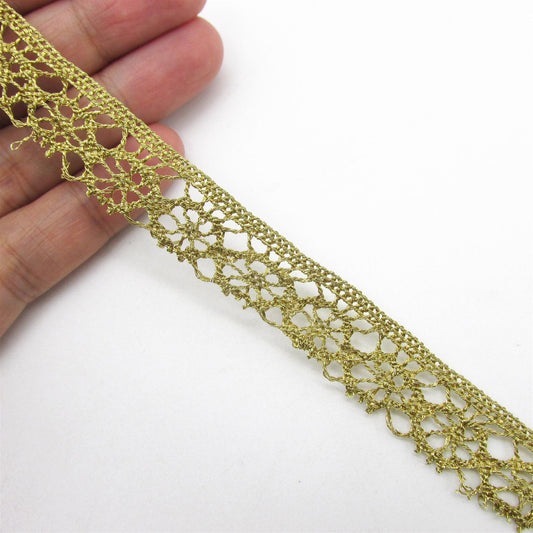 Metallic Fine Lace Gold 15mm 7574