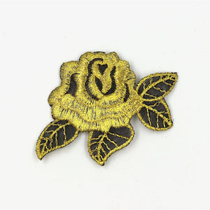 Metallic Gold Rose Motif Iron On BLACK GOLD 15mm 7961