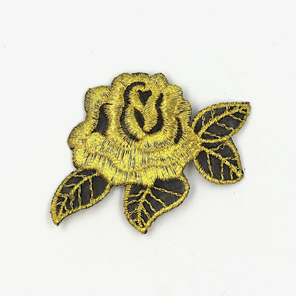 Metallic Rose Iron-on Motif - Black Gold - 63mm - 7961