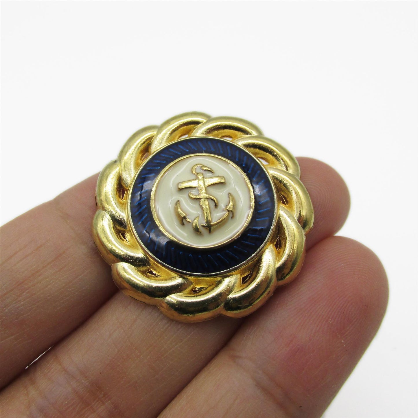 Rope And Anchor Enamel Button 4450