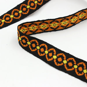 Vintage Braid With Circles Black Orange 20mm 2588