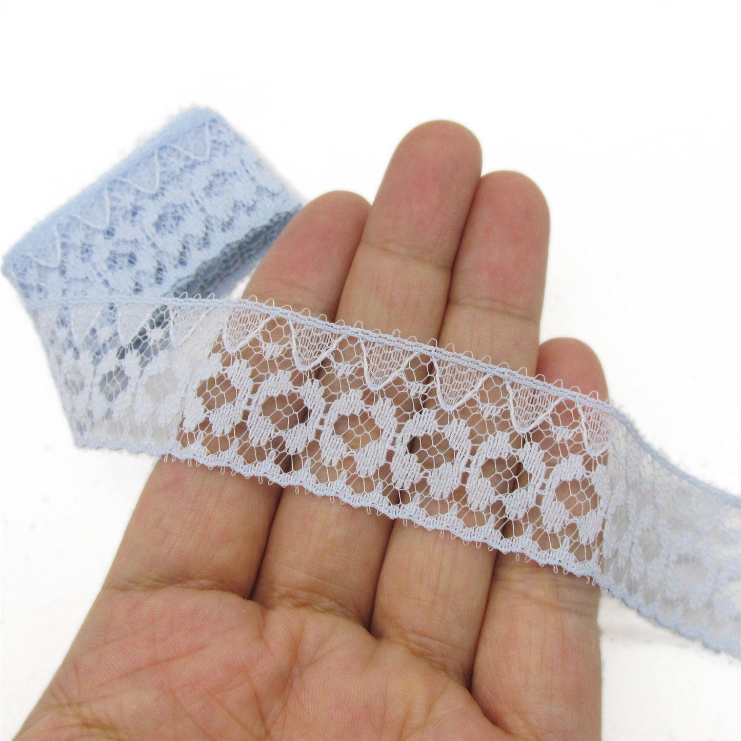 Floral Pattern Lace - Light Blue - 25mm - by the metre - 5400