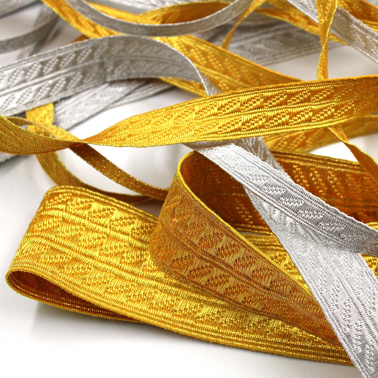 Metallic Braid with Embossed Row Design x 1m - 7548