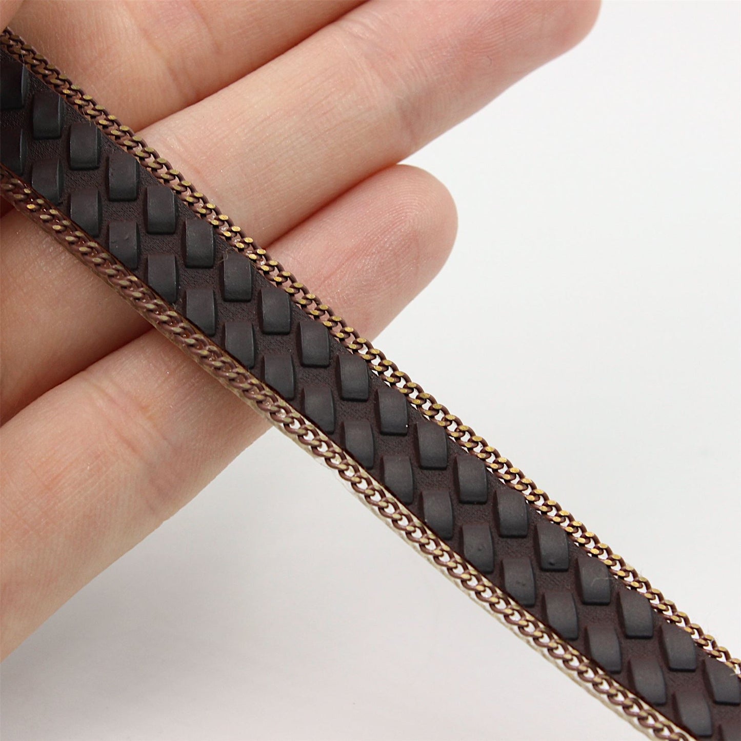 Textured Hotfix Braid with Chain - 12mm - by the metre - 5369