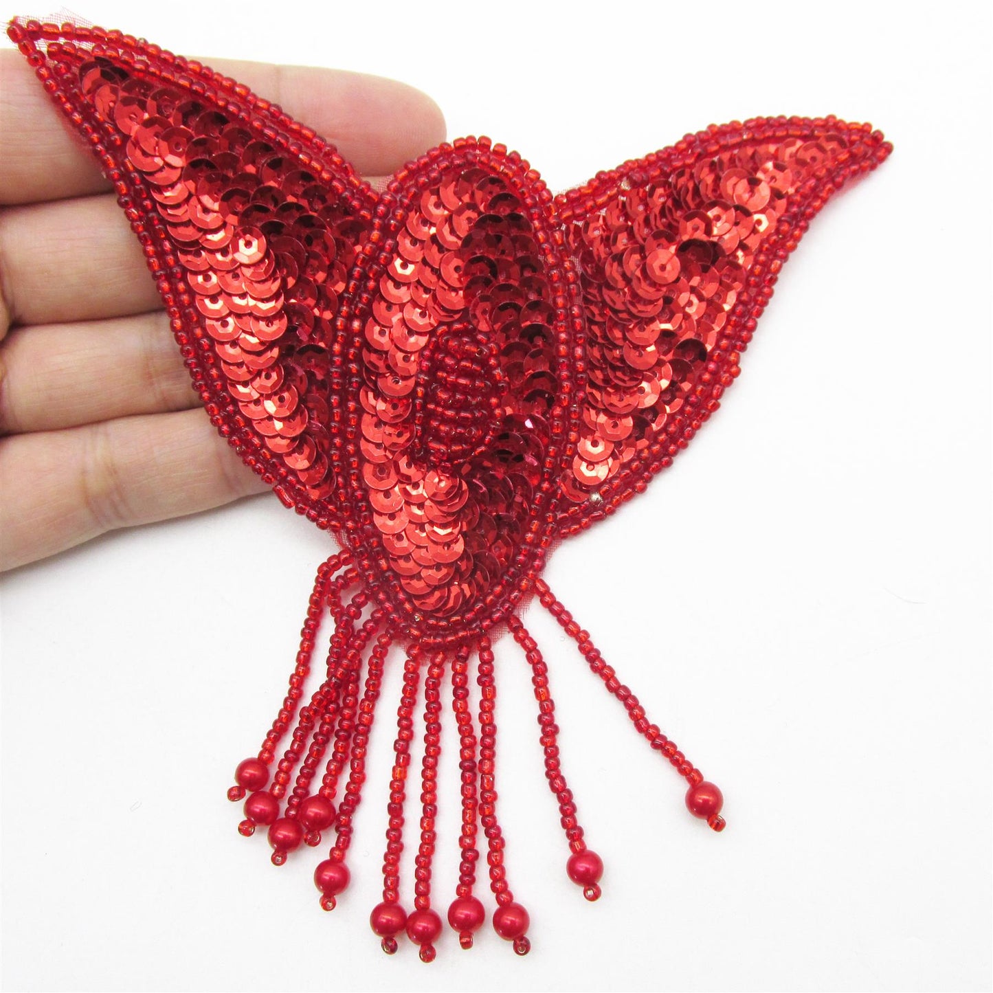 Winged Sequin Motif with Beaded Tassels - 12.5cm - 9327