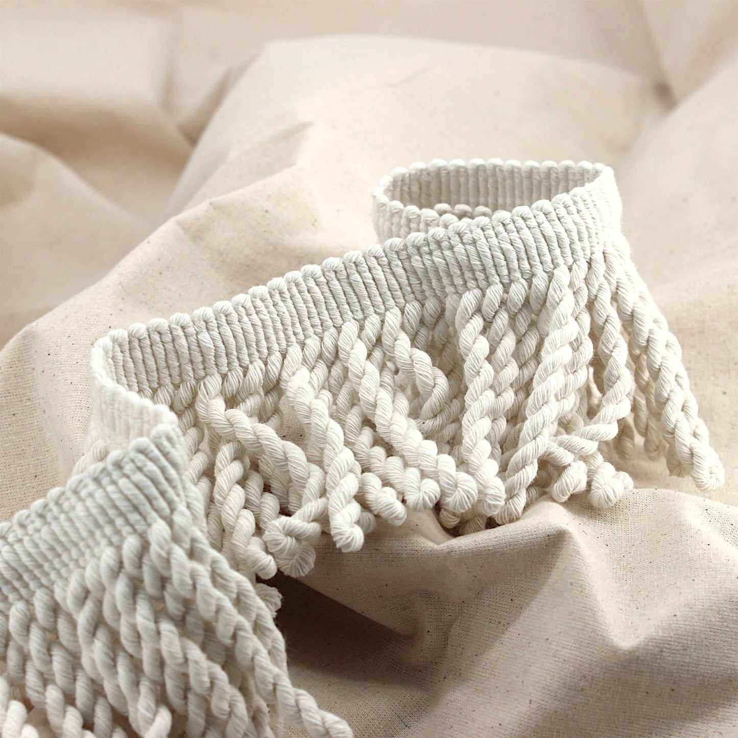 Chunky Cotton Bullion Fringe - Natural - 9cm - by the metre - 5594