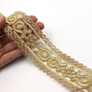 Embroidered Braid With Jute And Sequins 46mm 5497