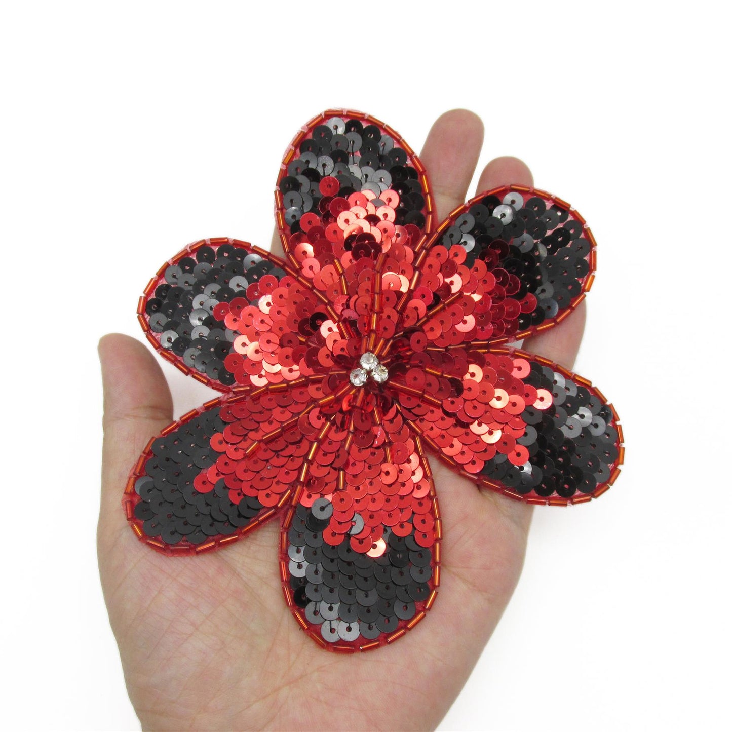 Large Two Tone Sequin Flower Motif - 14cm - 8768
