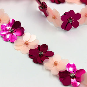 Large Sequin Flower Braid With Diamante 30mm 9293