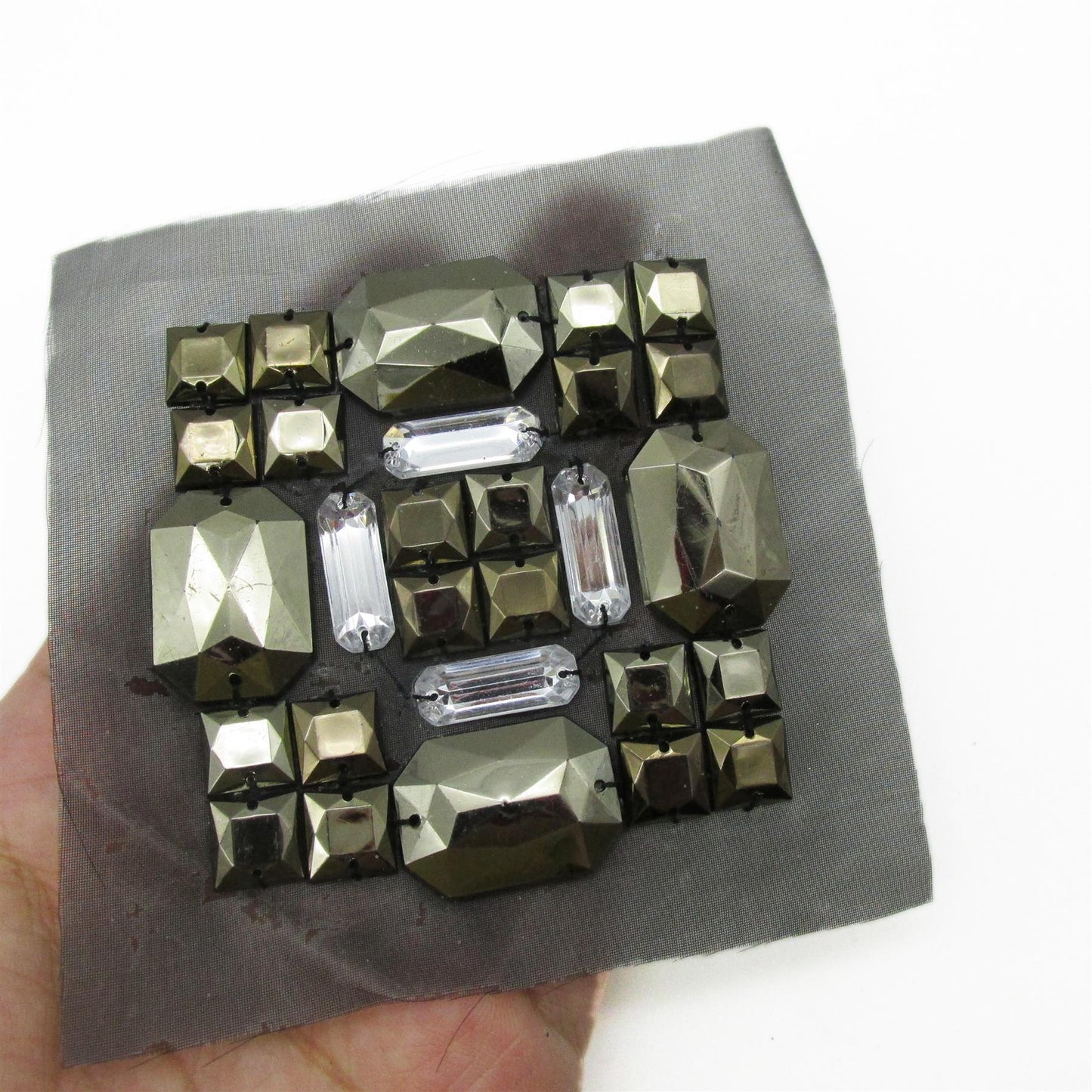 Square Stones Hot Fix Motif - Gold - 95mm - 9338