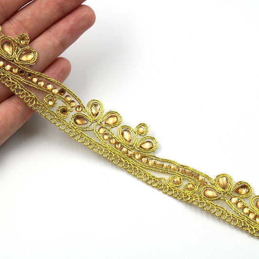 Rhinestone Metallic Braid 30mm x1m - 6880