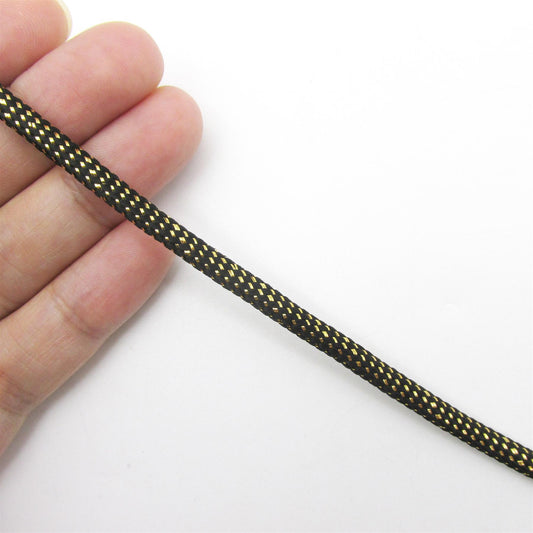 Metallic Braided Cord - Black Gold - 4mm - by the metre - 4631