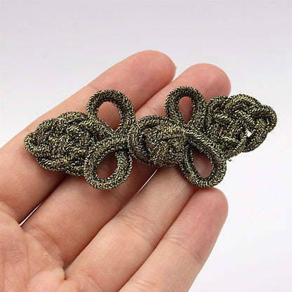 Small Metallic Plaited Frog Fastening 7cm 9820