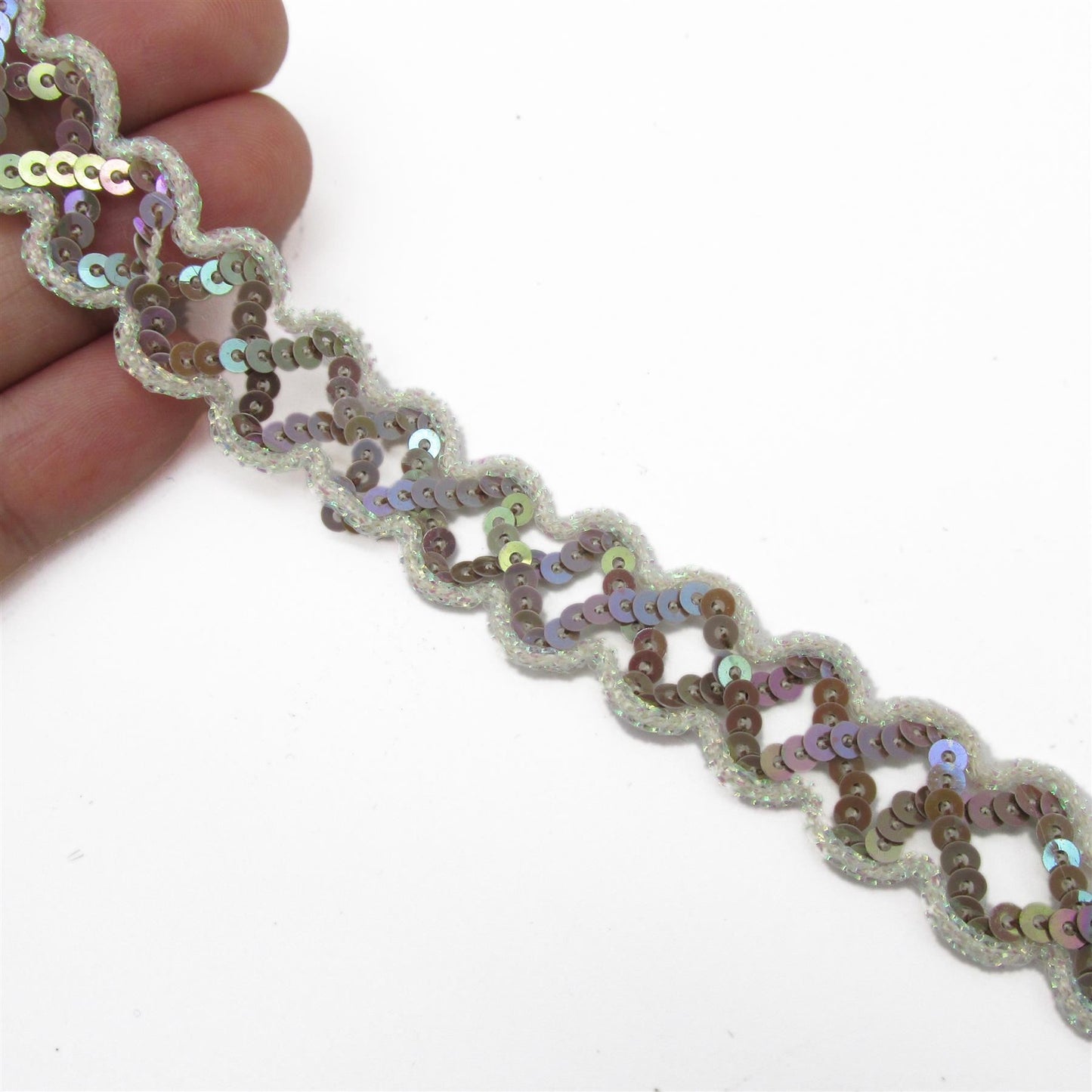 Sequin and Lurex Criss Cross Braid - 17mm - by the metre - 9726