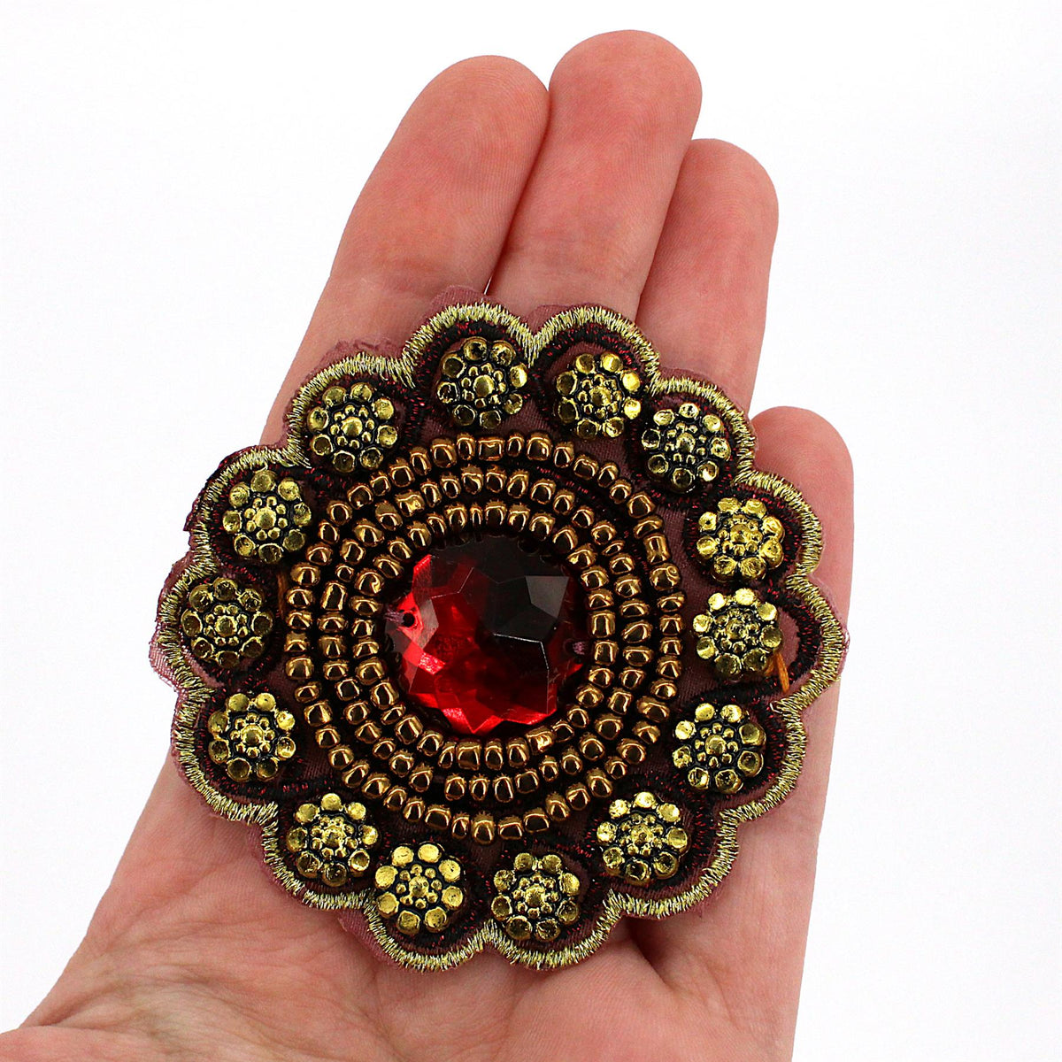 Beaded Round Jewel Motif - 60mm - 5616