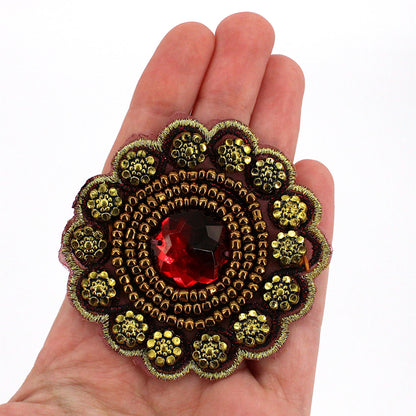 Beaded Round Jewel Motif - 60mm - 5616