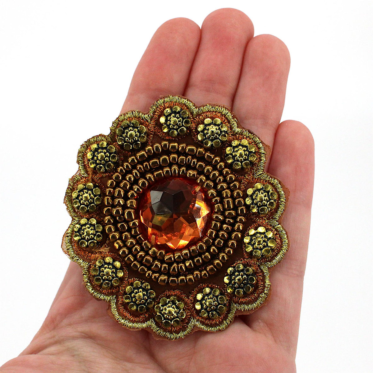 Beaded Round Jewel Motif - 60mm - 5616