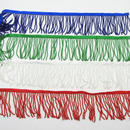 Seed Beaded Fringe on Ribbon - 75mm - by the metre - 7570