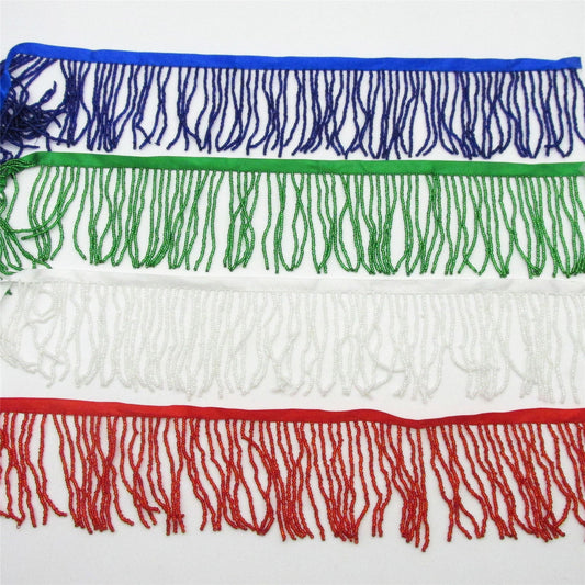Seed Beaded Fringe on Ribbon - 75mm - by the metre - 7570