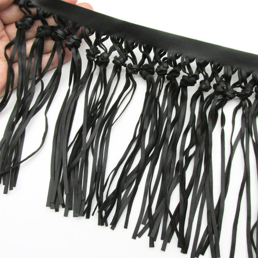 Faux Leather Knot Fringe - 17cm - by the metre - 6390
