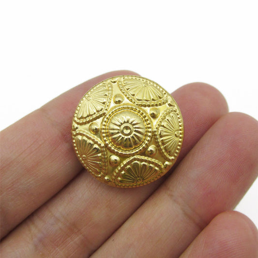 Gold Metal Floral Embossed Button - 4395