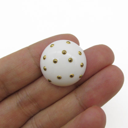 Gold Spotted White Dome Button - 5308