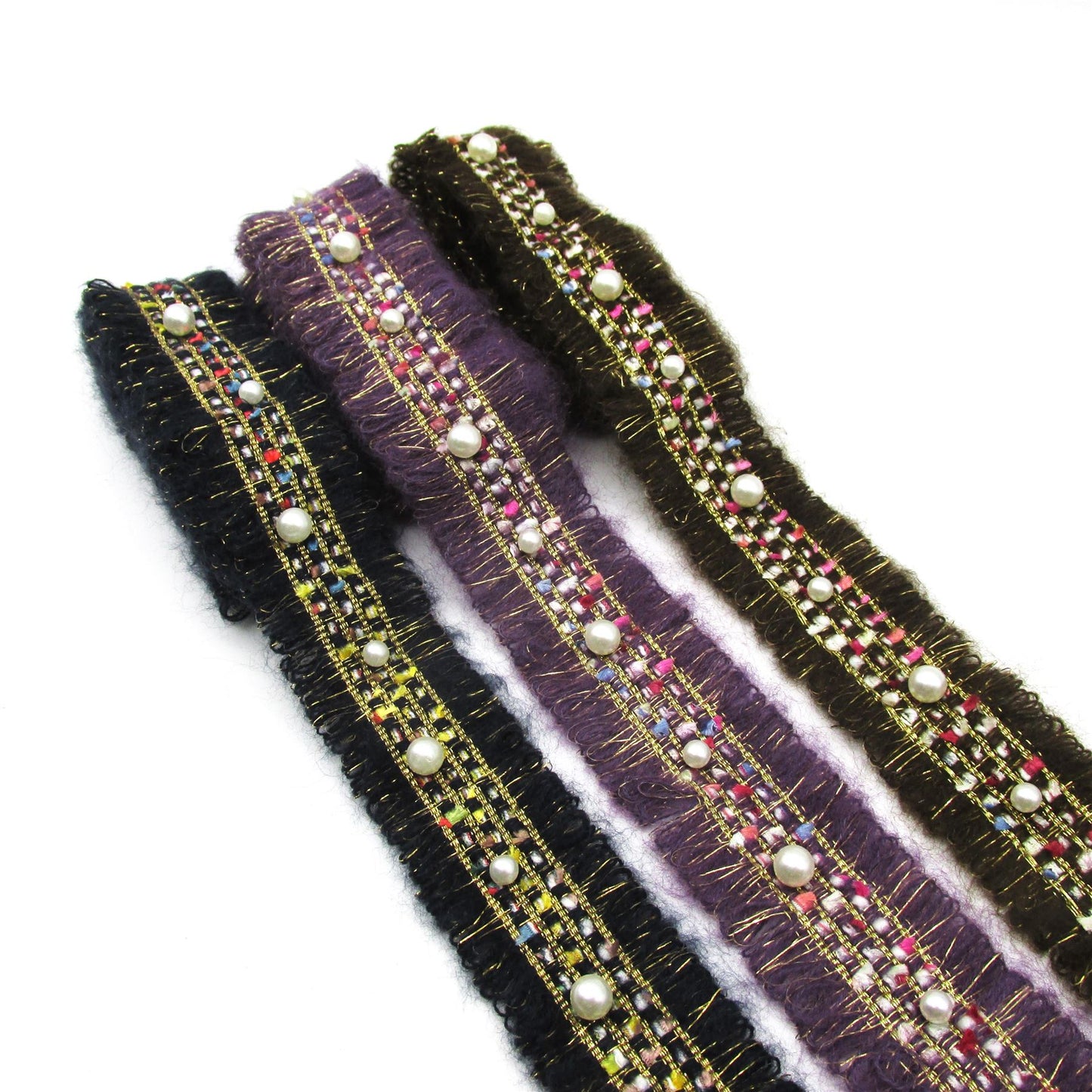 Looped Channel Braid with Pearls 35mm x 1m - 6351