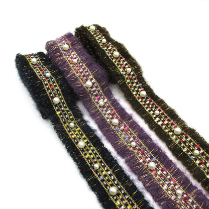 Looped Channel Braid with Pearls 35mm x 1m - 6351