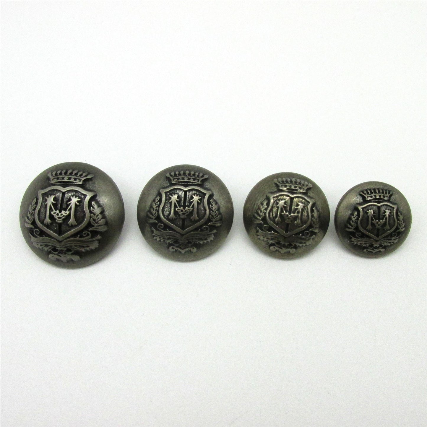 Metal Look ABS Button with Crest Detail - Pewter x 5pcs - 9973