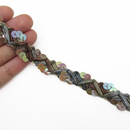 Sequin and Zigzag Ribbon Braid - 15mm - by the metre - 9238