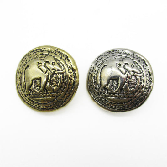 Metal Embossed Elephant Button - 5299