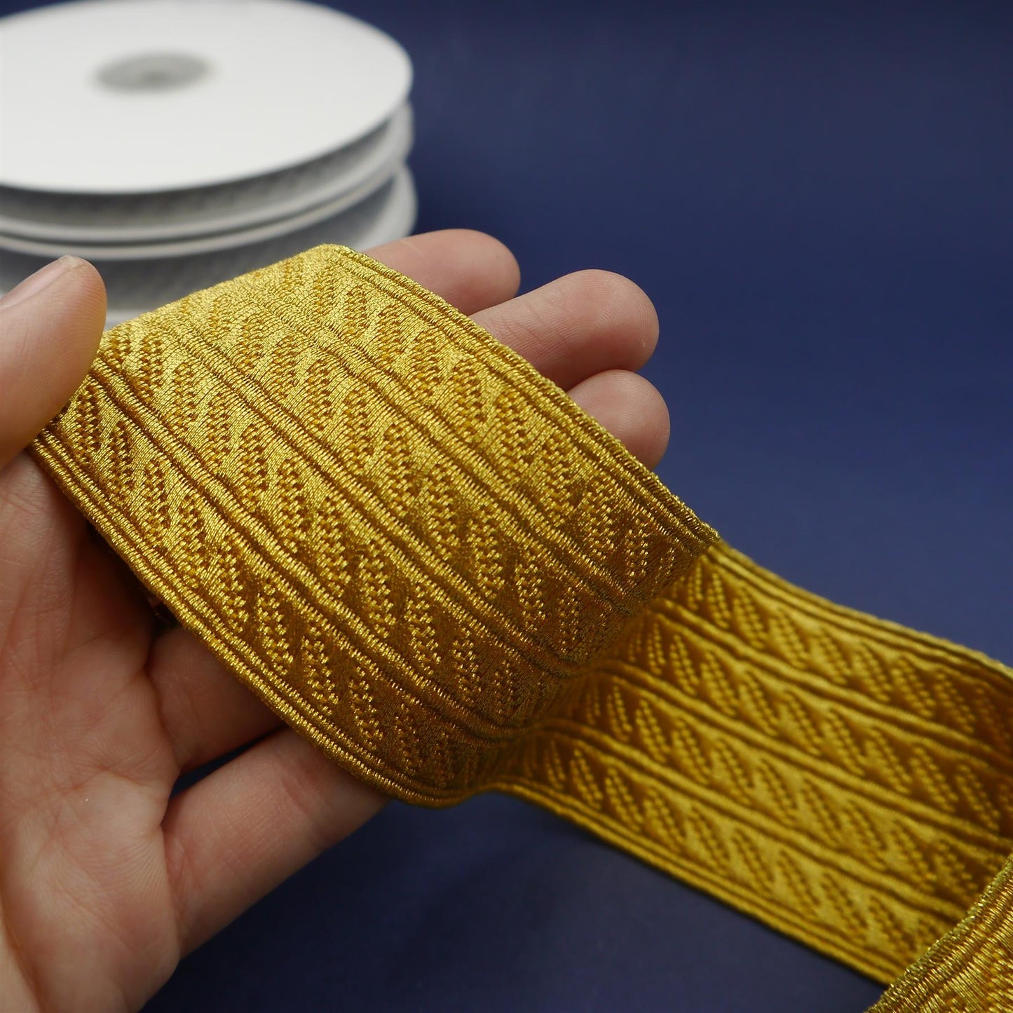 Metallic Braid With Embossed Row Design 7548