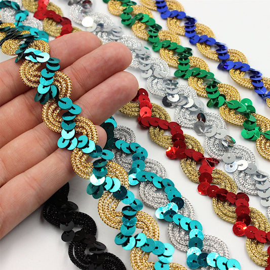 Metallic and Sequin Wiggle Trim - 15mm - by the metre - 7690