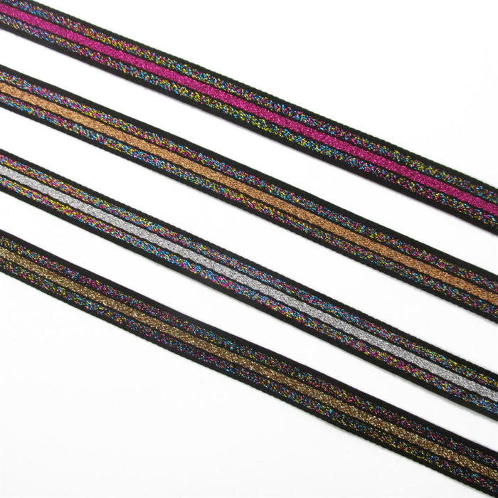 Metallic Multi Coloured Striped Braid 14mm 0984
