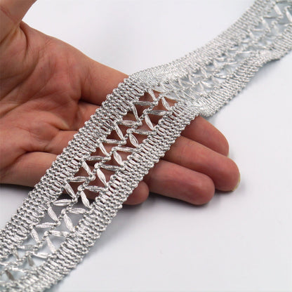 Metallic Braid With Openwork Lace Centre 30mm 7710