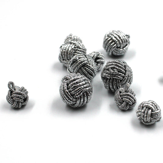 Metallic Chinese Knot Button - Silver - 4376