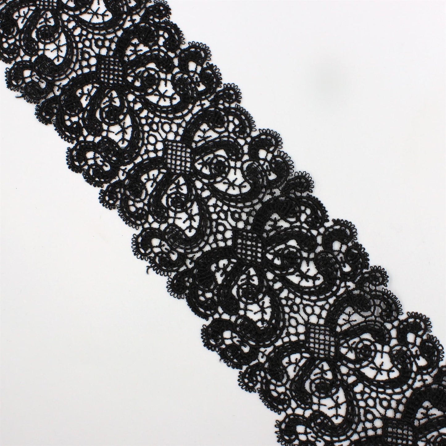 Paisley Geometric Water Lace - Black - 8.5cm - by the metre - 8259