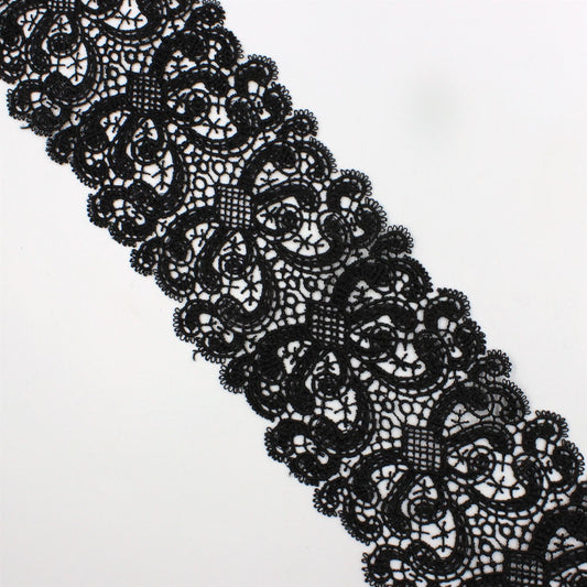 Paisley Geometric Water Lace - Black - 8.5cm - by the metre - 8259