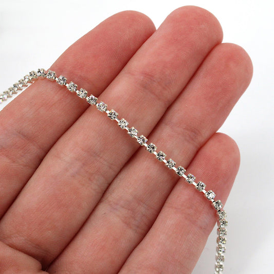 Tiny Diamante Chain - Clear - 2mm - by the metre - 9283