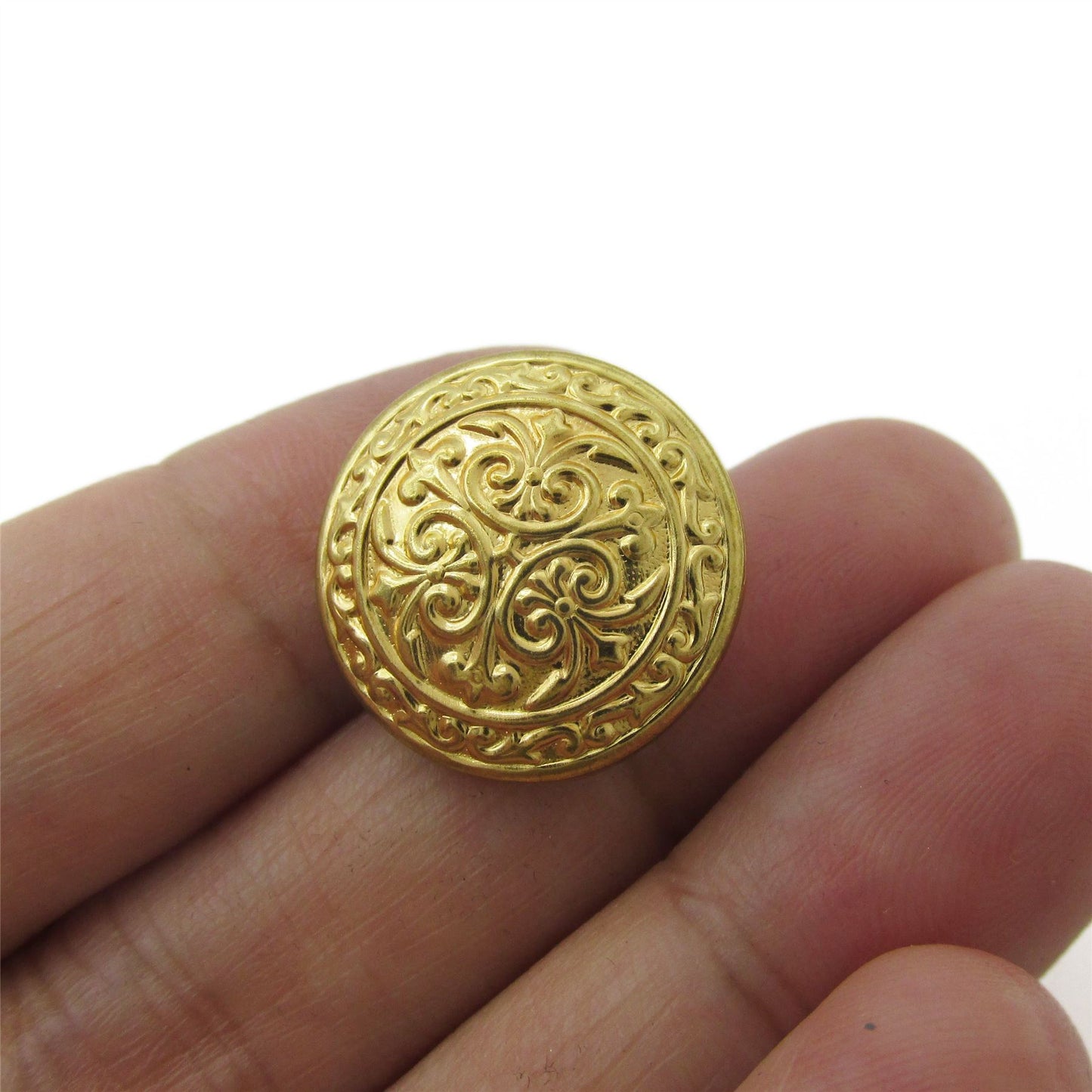 Embossed Swirl Design Button - Gold - 20mm - 4396