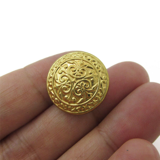 Embossed Swirl Design Button - Gold - 20mm - 4396