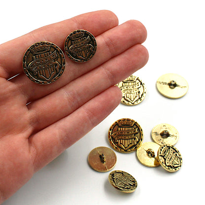Heraldic Crest Metal Shank Button - Gold x 1 - 5573