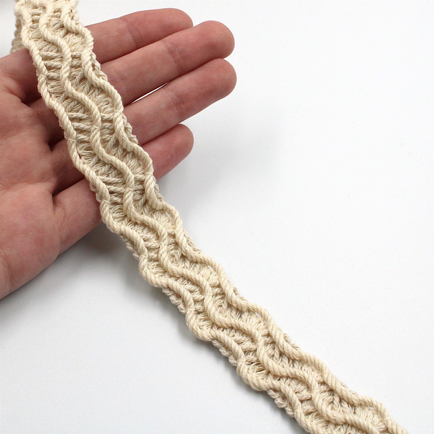 Rustic Cotton Corded Braid - Natural - 24mm - by the metre - 5583