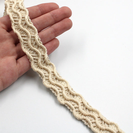 Rustic Cotton Corded Braid - Natural - 24mm - by the metre - 5583