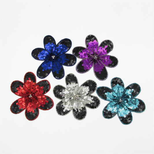 Large Two Tone Sequin Flower Motif - 14cm - 8768