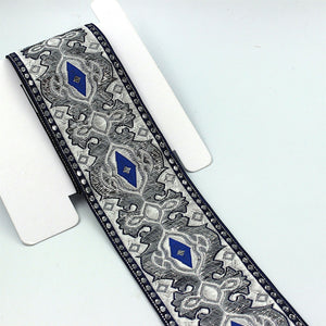 Braid Metallic Design BLUE SILVER WHITE 50mm 9241
