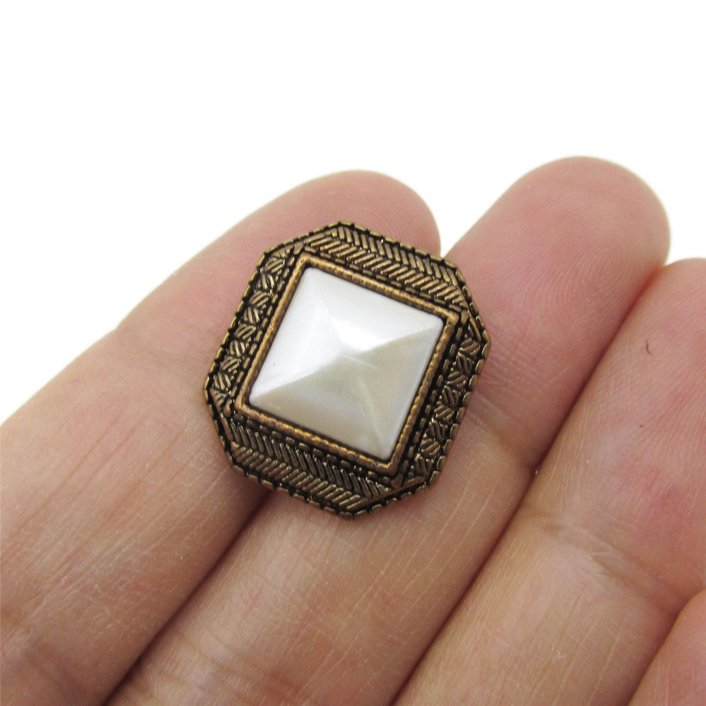 Octagonal Button with Pearl Centre - Antique Gold - 18mm - 5302