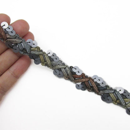 Sequin and Zigzag Ribbon Braid - 15mm - by the metre - 9238