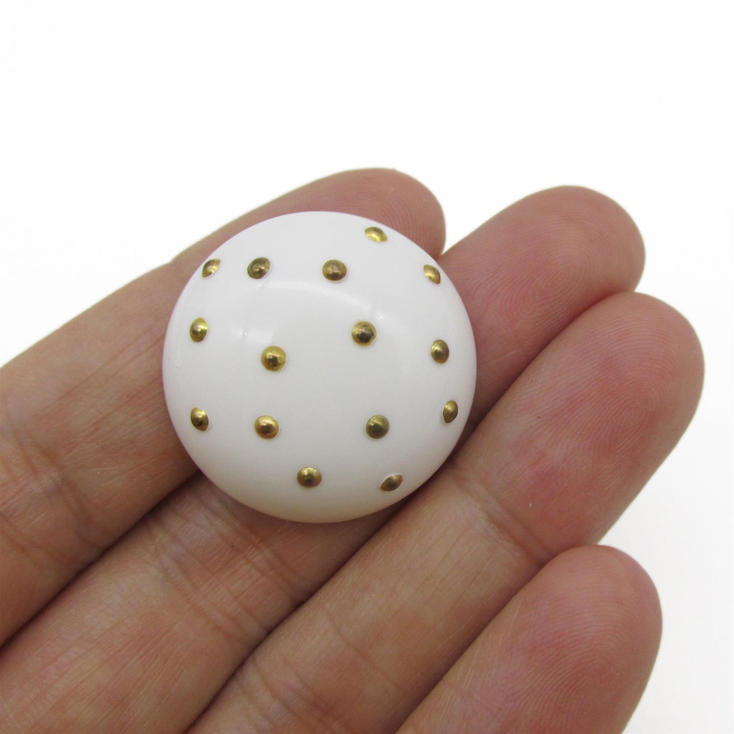 Gold Spotted White Dome Button - 5308